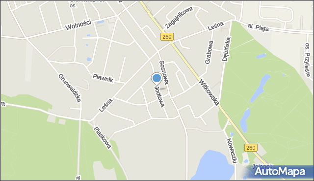 Gniezno, Jodłowa, mapa Gniezna