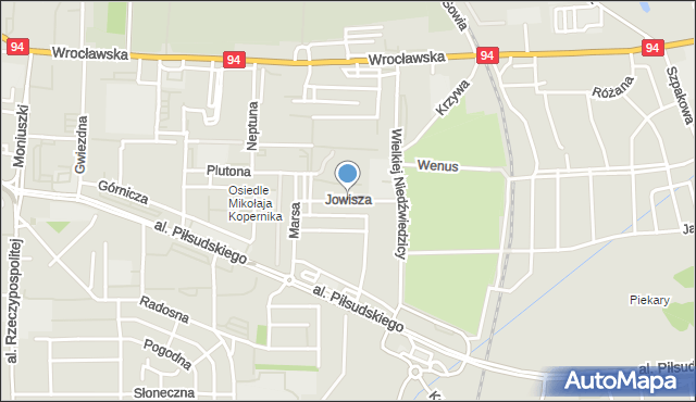 Legnica, Jowisza, mapa Legnicy