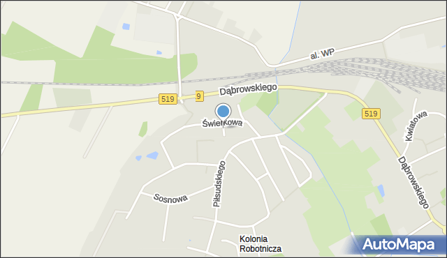 Morąg, Jodłowa, mapa Morąg