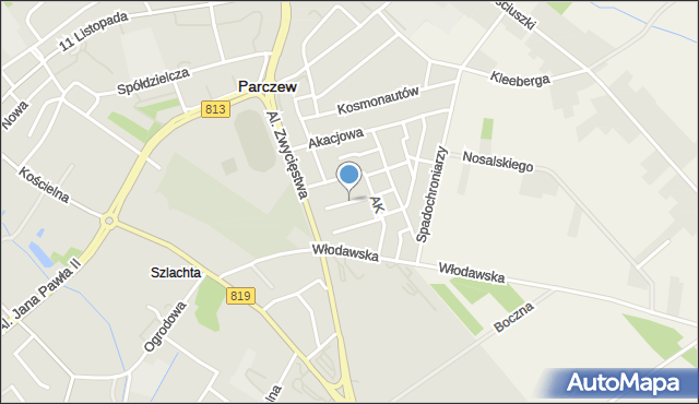 Parczew, Jodłowa, mapa Parczew