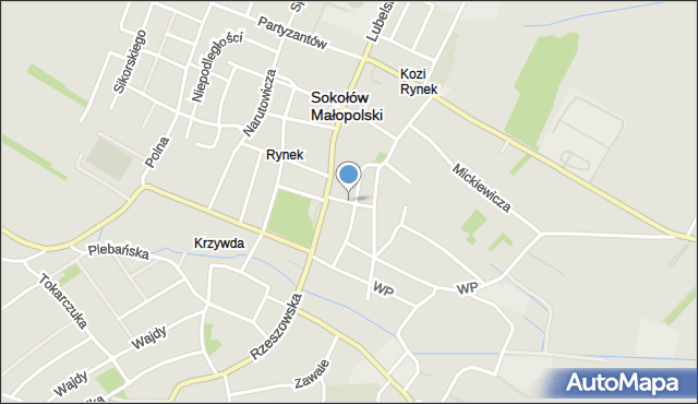 Sokołów Małopolski, Joselewicza, mapa Sokołów Małopolski