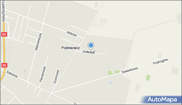 Sokołów Podlaski, Jodłowa, mapa Sokołów Podlaski