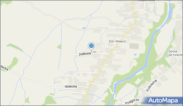 Wieprz powiat wadowicki, Jodłowa, mapa Wieprz powiat wadowicki