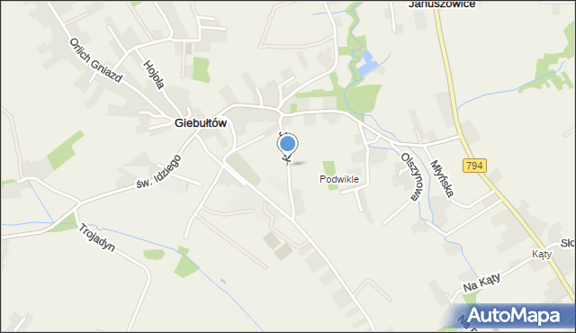 Giebułtów gmina Wielka Wieś, Judyty, mapa Giebułtów gmina Wielka Wieś