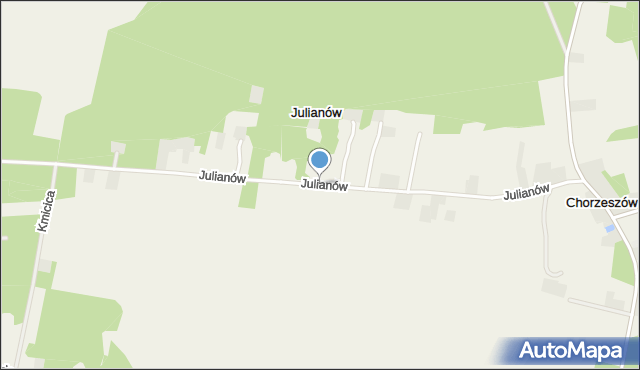 Julianów gmina Wodzierady, Julianów, mapa Julianów gmina Wodzierady