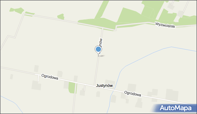 Justynów gmina Młodzieszyn, Justynów, mapa Justynów gmina Młodzieszyn