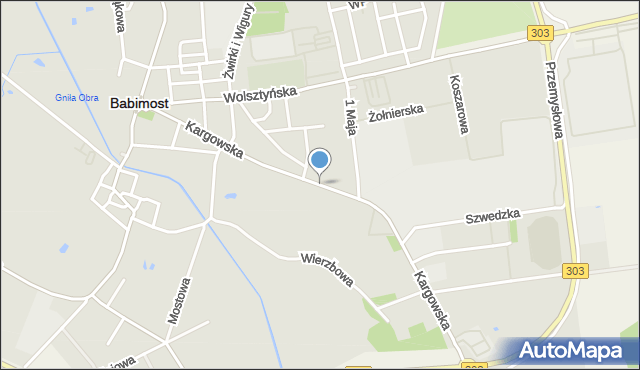 Babimost, Kargowska, mapa Babimost