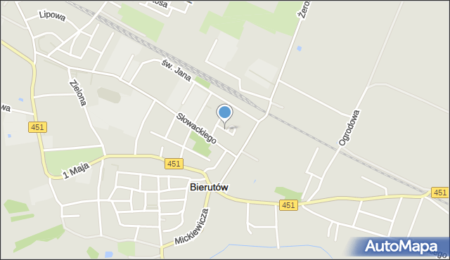 Bierutów, Kasztanowa, mapa Bierutów