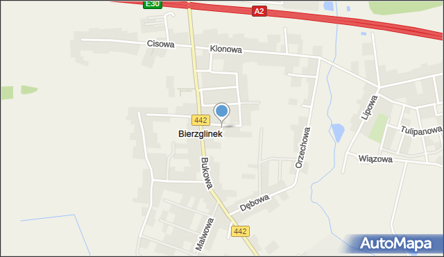 Bierzglinek, Kalinowa, mapa Bierzglinek