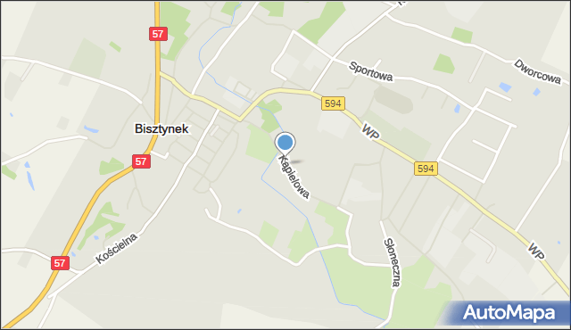 Bisztynek, Kąpielowa, mapa Bisztynek