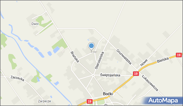 Boćki, Kątowa, mapa Boćki