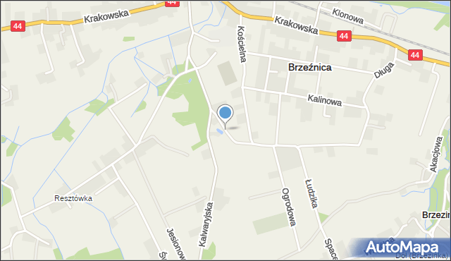 Brzeźnica powiat wadowicki, Kasztanowa, mapa Brzeźnica powiat wadowicki