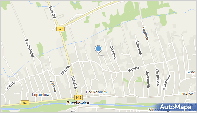 Buczkowice, Kamienna, mapa Buczkowice