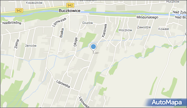 Buczkowice, Kaniowa, mapa Buczkowice