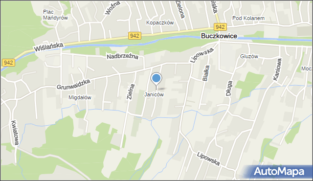 Buczkowice, Kasztanowa, mapa Buczkowice
