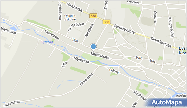 Bystrzyca Kłodzka, Kasztanowa, mapa Bystrzyca Kłodzka