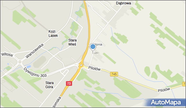 Dąbrowa gmina Masłów, Kalinowa, mapa Dąbrowa gmina Masłów