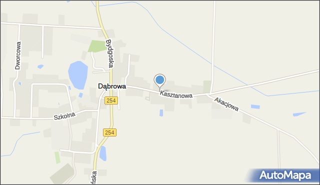 Dąbrowa powiat mogileński, Kasztanowa, mapa Dąbrowa powiat mogileński