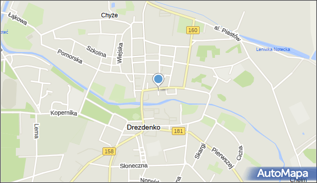 Drezdenko, Kawowa, mapa Drezdenko