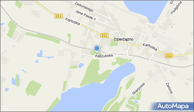 Dzierżążno gmina Kartuzy, Kaszubska, mapa Dzierżążno gmina Kartuzy
