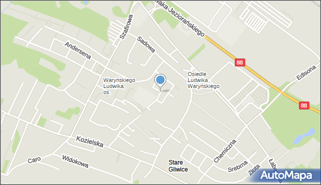 Gliwice, Kasprzaka Marcina, mapa Gliwic