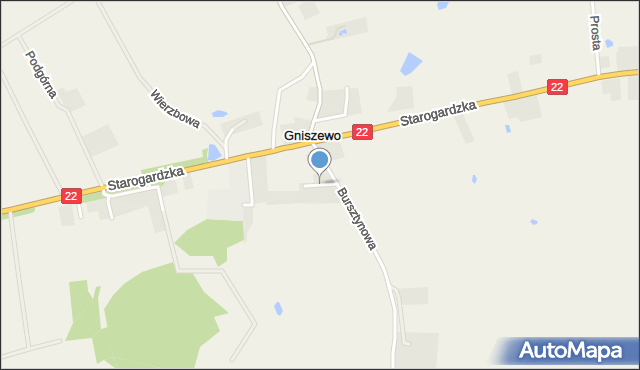 Gniszewo, Kasztanowa, mapa Gniszewo