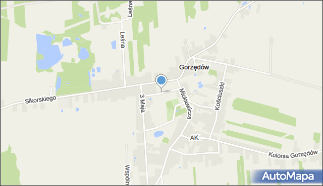 Gorzędów, Kasprzyka, ks., mapa Gorzędów