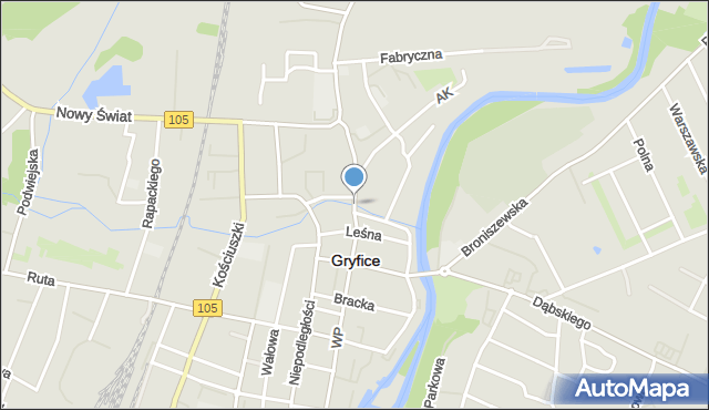 Gryfice, Kamienna Brama, mapa Gryfice