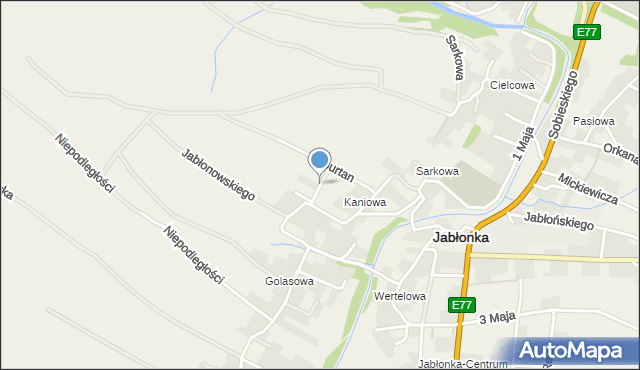 Jabłonka powiat nowotarski, Kaniowa, mapa Jabłonka powiat nowotarski