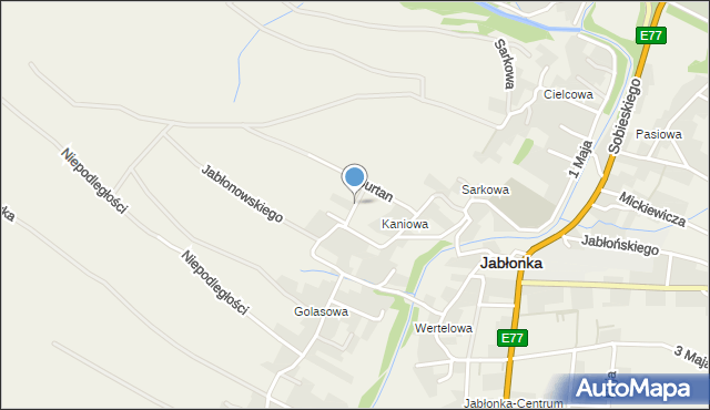 Jabłonka powiat nowotarski, Kaniowa, mapa Jabłonka powiat nowotarski