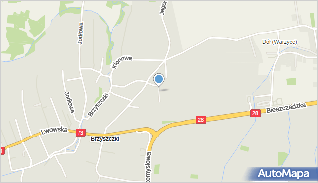 Jasło, Kasztanowa, mapa Jasła