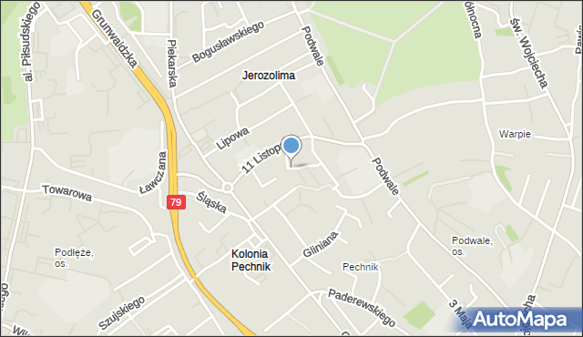 Jaworzno, Kadłubka Wincentego, bp., mapa Jaworzno