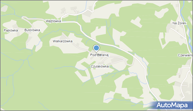 Kamesznica, Kamesznica-Pod Baranią, mapa Kamesznica