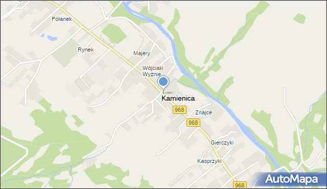 Kamienica powiat limanowski, Kamienica, mapa Kamienica powiat limanowski