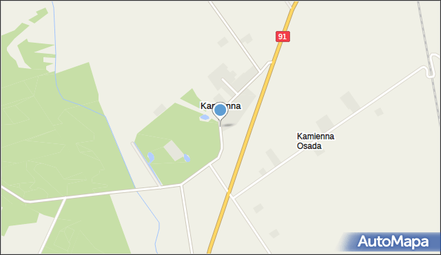 Kamienna gmina Lubień Kujawski, Kamienna, mapa Kamienna gmina Lubień Kujawski