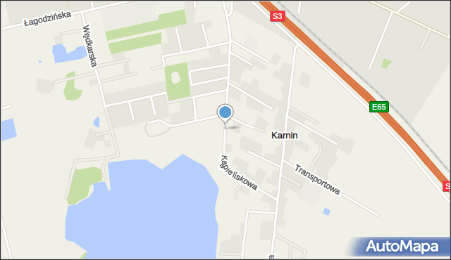 Karnin, Kąpieliskowa, mapa Karnin