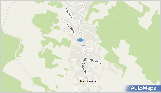 Karniowice gmina Trzebinia, Kasztanowa, mapa Karniowice gmina Trzebinia
