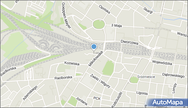 Katowice, Kamienna, mapa Katowic