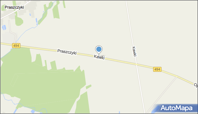 Kawki gmina Panki, Kawki, mapa Kawki gmina Panki