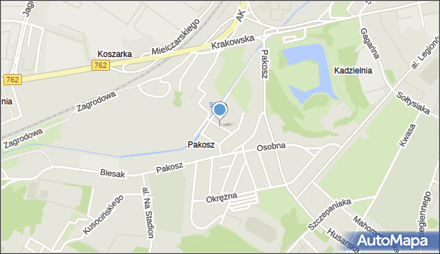 Kielce, Kamienna, mapa Kielc