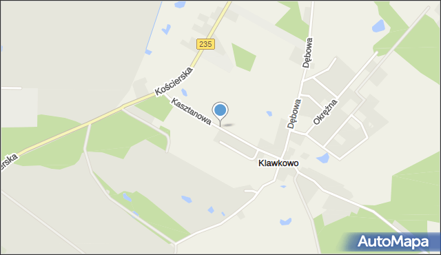 Klawkowo, Kasztanowa, mapa Klawkowo