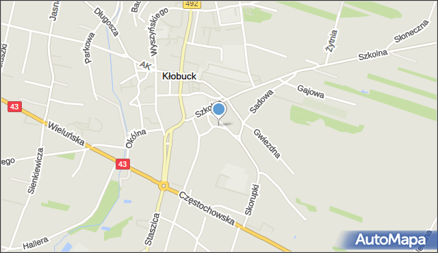 Kłobuck, Kamienna, mapa Kłobuck