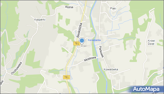 Kocierz Moszczanicki, Kamieńcowa, mapa Kocierz Moszczanicki