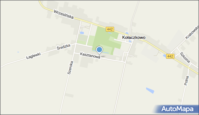 Kołaczkowo powiat wrzesiński, Kasztanowa, mapa Kołaczkowo powiat wrzesiński