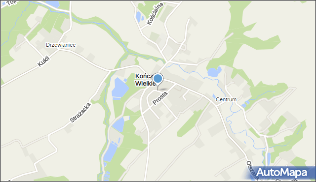 Kończyce Wielkie, Karolinka, mapa Kończyce Wielkie