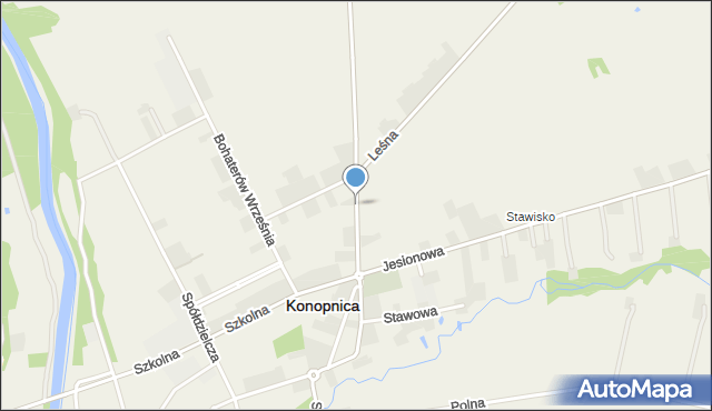 Konopnica powiat wieluński, Kasztanowa, mapa Konopnica powiat wieluński