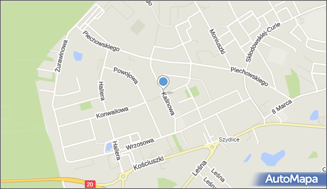 Kościerzyna, Kalinowa, mapa Kościerzyna