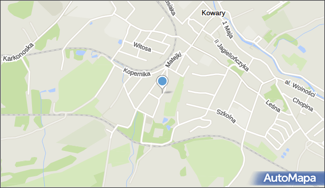 Kowary powiat karkonoski, Kawaleryjska, mapa Kowary powiat karkonoski