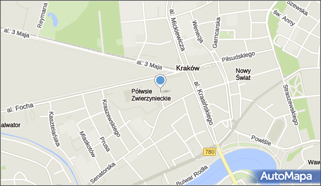 Kraków, Kałuży Józefa, mapa Krakowa