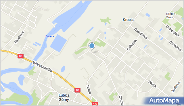 Krobia gmina Lubicz, Kalinowa, mapa Krobia gmina Lubicz